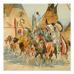 Foto Caciques Indianos com Estândares por Edward Borein