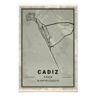 Foto Cadiz map print poster canvas | Spain