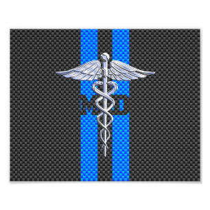 Foto Caduceus do médico DM no impressão da fibra do