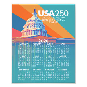 Foto Calendário 2026 com Cúpula do Capitólio dos EUA Am