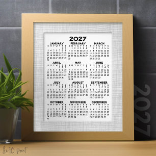 Foto Calendário 2027 - vista anual vertical - Branco