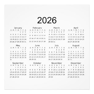 Foto Calendário Minimalista Simples 2026