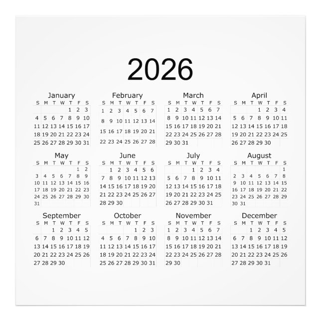 Foto Calendário Minimalista Simples 2026 (Frente)