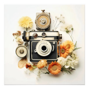 Foto Câmera Antiga e Flor
