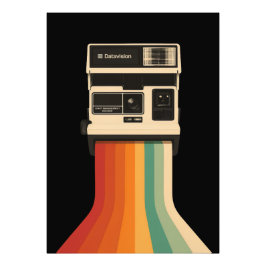 Foto Câmera Retro com Impressão de Arco-íris