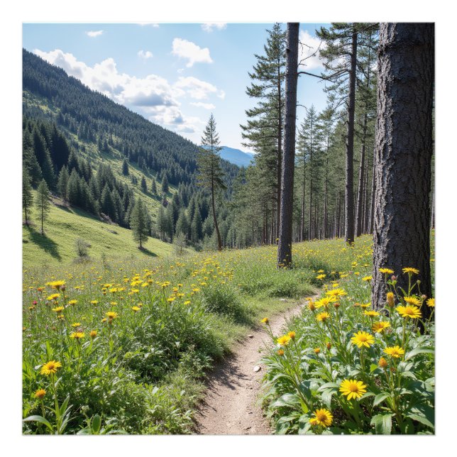 Foto Caminho da Floresta com Flores Amarelas (Frente)