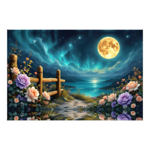 Foto Caminho Floral Iluminado pela Lua até a Praia