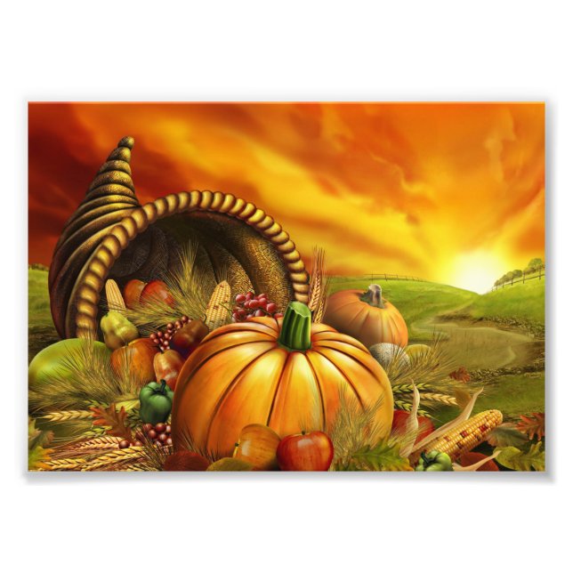 Foto Campo de abóbora cornucopia de ação de graças (Frente)