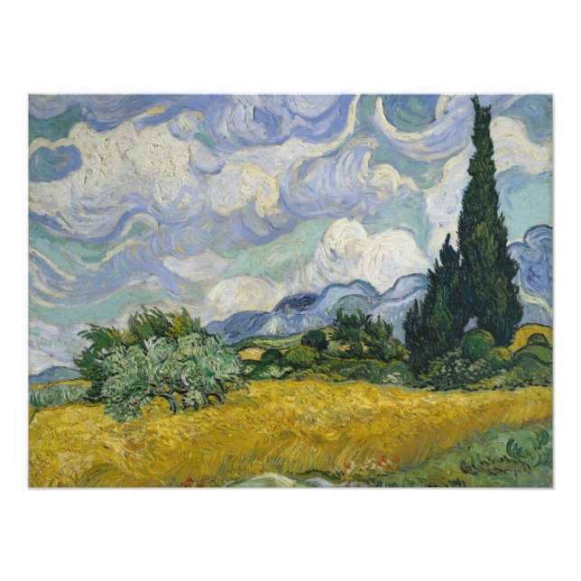 Foto Campo de Trigo com Ciprestes, Pintura a Óleo, Van  (Frente)