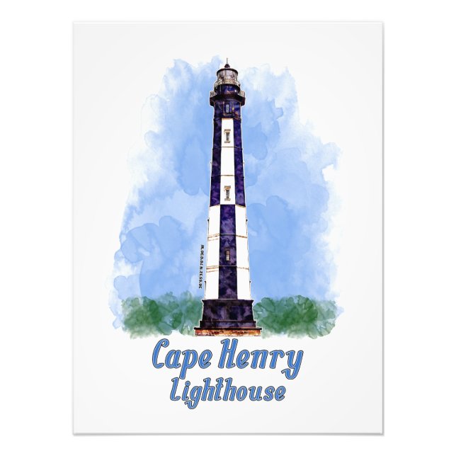 Foto Cape Henry Lighthouse Watercolor - Virgínia (Frente)