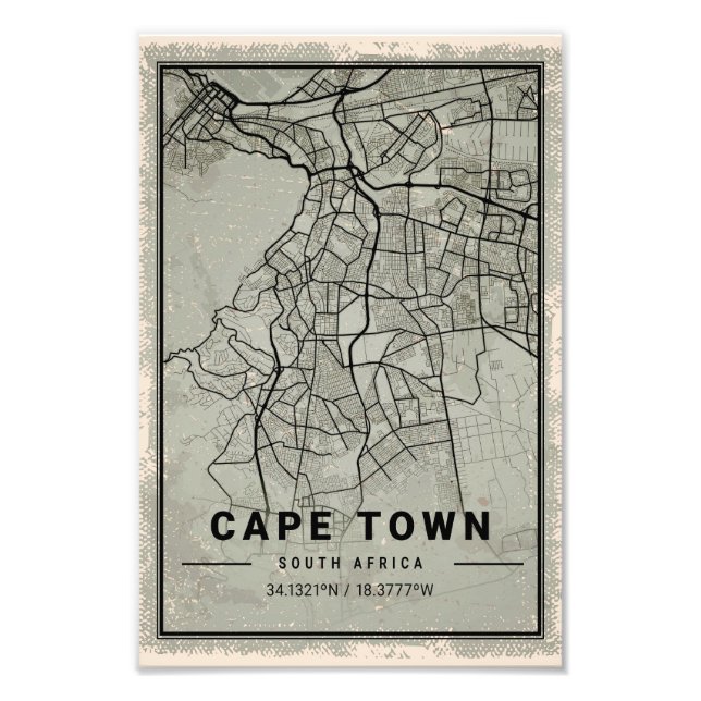 Foto Cape town map print poster canvas | South africa (Frente)
