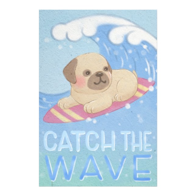 Foto Capturar a onda: Ilustração de Surfer de Pug (Frente)