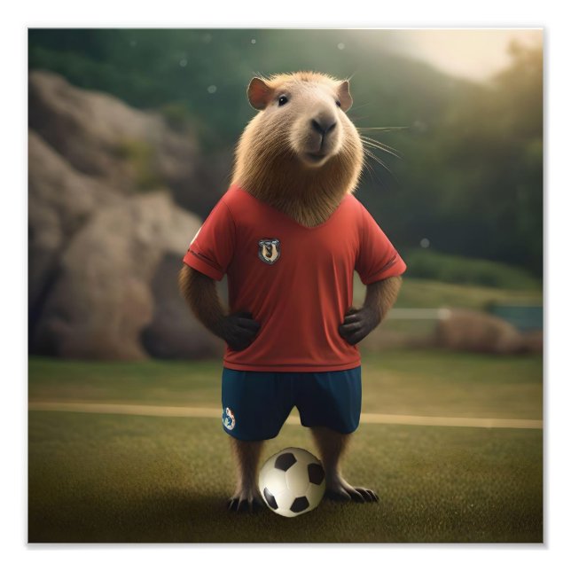Foto "Capybara com Ponta de Goal: A Estrela de Futebol  (Frente)