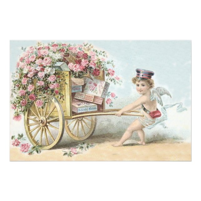 Foto Carrinho de Doces Rosa Correio Cupido Querubim (Frente)