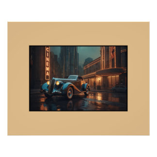 Foto Carro Antigo Art Deco na Parede do Cinema Cartaz d