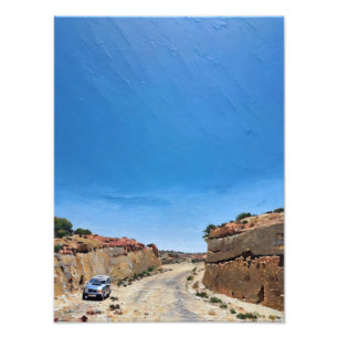 Foto Carro vintage viajando em uma estrada no deserto r