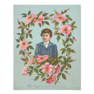 Foto Cartão de São Valentim Alemão Antigo Kitsch, 1884