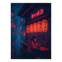 Cartaz da Noite de Ramen Cyberpunk – Cidade Japone