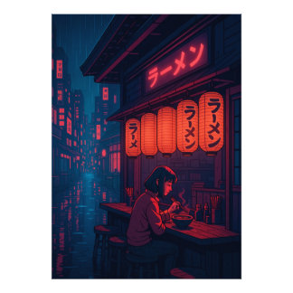 Foto Cartaz da Noite de Ramen Cyberpunk – Cidade Japone