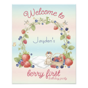 Foto Cartaz de Aniversário de 1 Ano Berry First