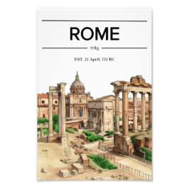 Foto Cartaz de aquarela do Fórum Romano de Roma 