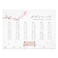 Cartaz de Assento de Casamento com Flor de Cerejei