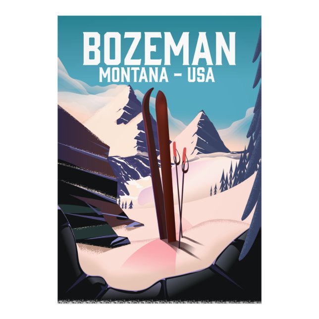 Foto Cartaz de esqui Bozeman Montana (Frente)