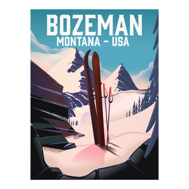 Foto Cartaz de esqui Bozeman Montana (Frente)
