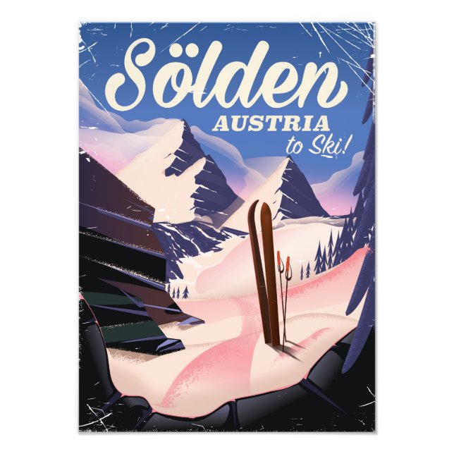 Foto Cartaz de esqui vintage de Sölden Áustria (Frente)