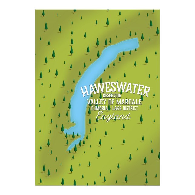 Foto Cartaz de mapa de viagem do reservatório de Hawesw (Frente)