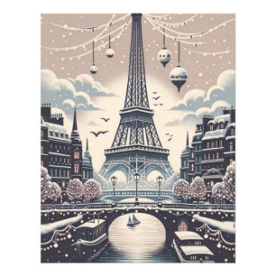Foto Cartaz de Natal em Paris – Torre Eiffel no Inverno
