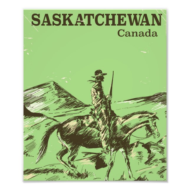Foto cartaz de viagem antigo de Saskatchewan Canadá (Frente)