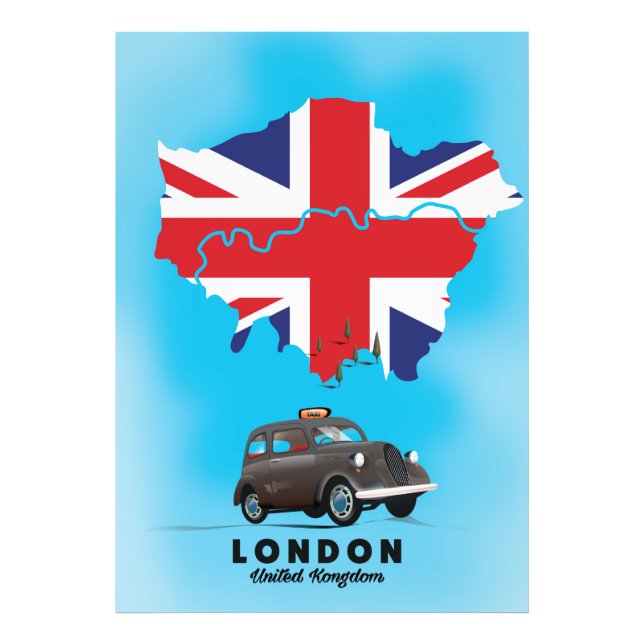 Foto Cartaz de viagem com mapa ilustrado de Londres (Frente)