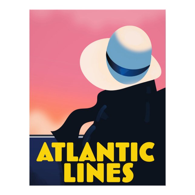Foto cartaz de viagem da Atlantic Lines Cruise Liner (Frente)