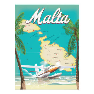 Foto Cartaz de viagem da praia e mapa de Malta