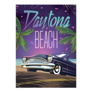 Foto Cartaz de viagem de carro antigo de Daytona Beach