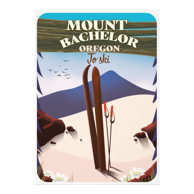 Foto Cartaz de viagem de esqui Mount Bachelor Oregon (Frente)