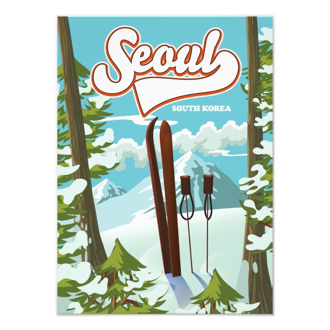 Foto Cartaz de viagem de esqui Seul Coreia do Sul (Frente)