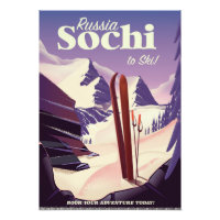 Cartaz de viagem de esqui Sochi Rússia