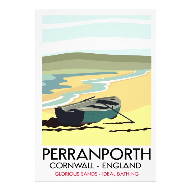 Foto Cartaz de viagem de Perranporth Cornwall à beira-m (Frente)
