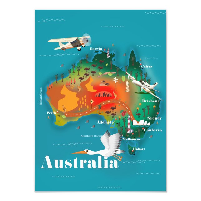 Foto Cartaz de viagem do mapa da Austrália (Frente)