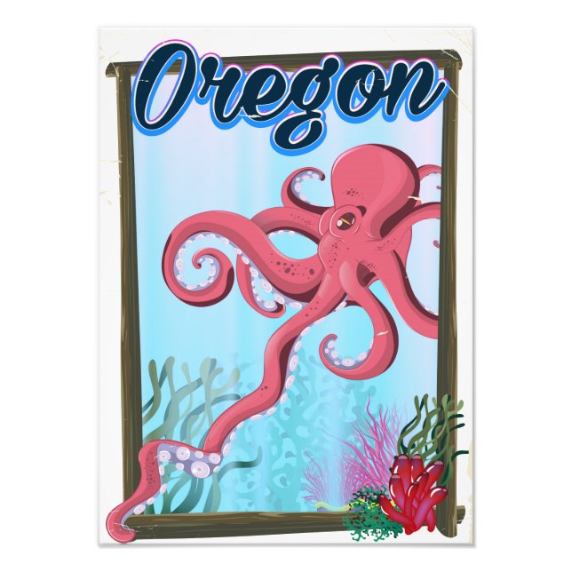 Foto Cartaz de viagem do polvo do Oregon. (Frente)