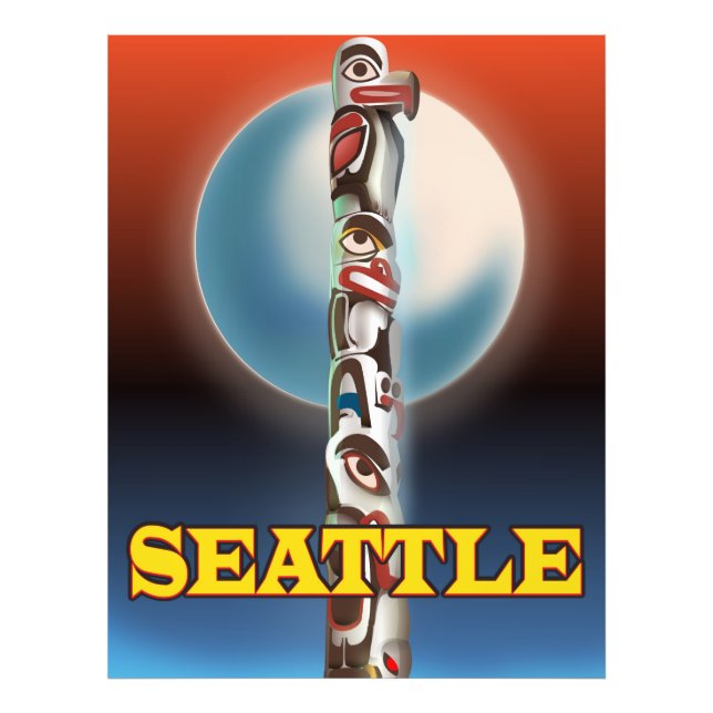 Foto Cartaz de viagem do poste totêmico de Seattle (Frente)