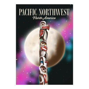 Foto Cartaz de viagem do Totem pole do Pacífico Noroest