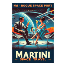 Cartaz de Viagem Espacial Martini Porto Espacial R