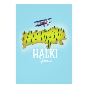 Foto Cartaz de viagem ilustrado do mapa da Grécia Halki