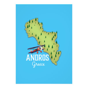 Foto Cartaz de viagem ilustrado do mapa grego de Andros