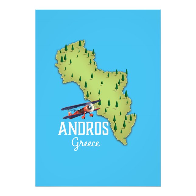 Foto Cartaz de viagem ilustrado do mapa grego de Andros (Frente)