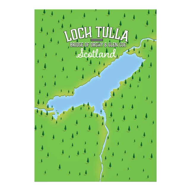 Foto Cartaz de viagem Loch Tulla Escócia Mapa (Frente)