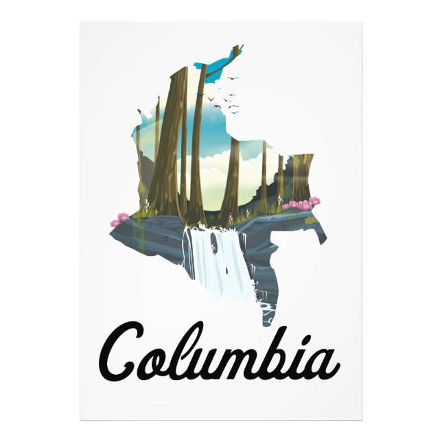 Foto cartaz de viagem mapa da Colômbia (Frente)